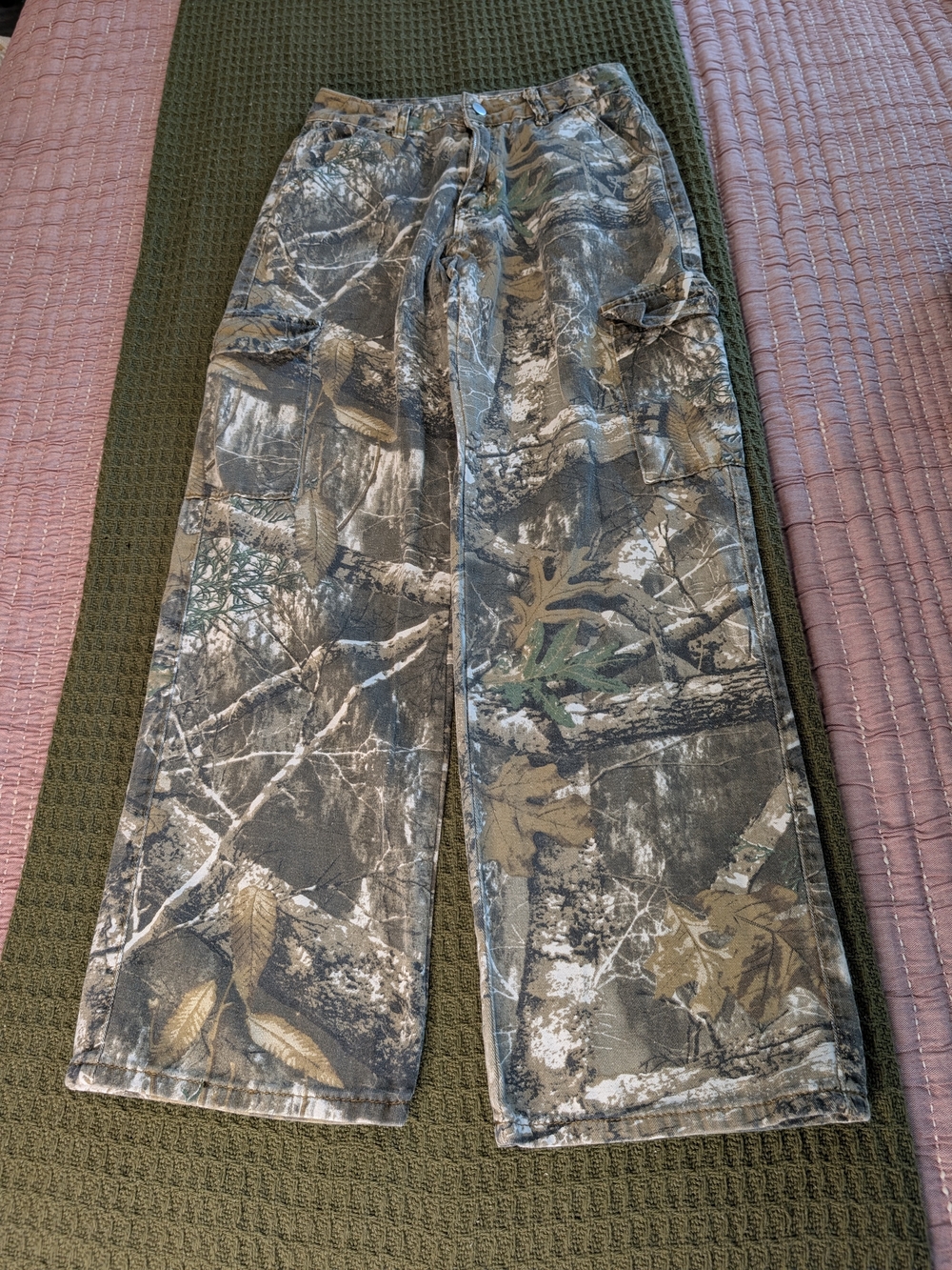 SHEIN Camo Cargo Pants in Green, Brown, and Gray